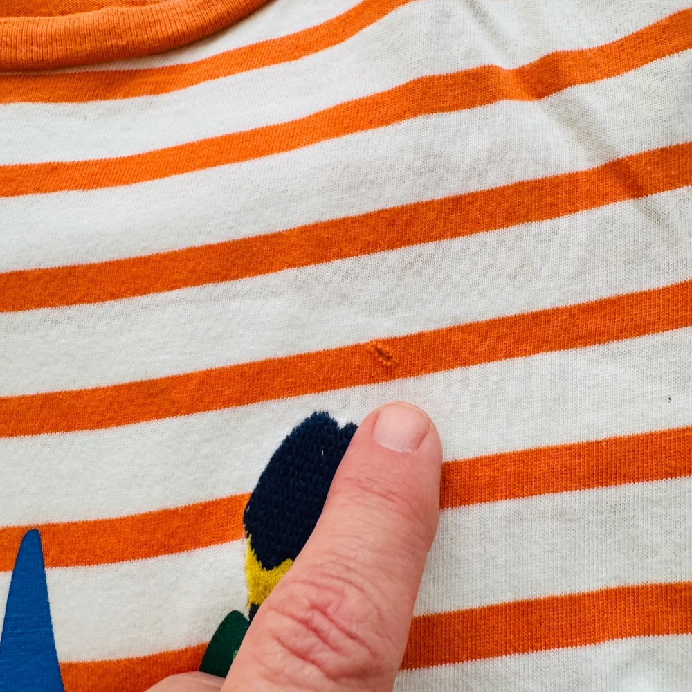 Mini Boden Leopard Applique Stripe Tee Knit Crew Neck Orange Casual Size 8-9 - Picture 5 of 6